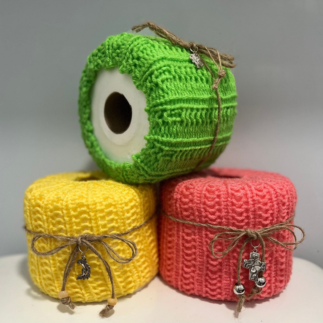 Loom Knitting Pattern Toilet Paper Roll Cover Cozy EASY & Quick on 36 Peg Round Loom Use Scrap