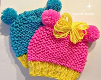 Loom Knit Baby Hat Pattern with Ears | Animal Bear Mouse Ears | Loomahat