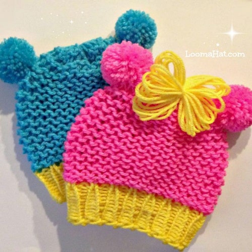 Loom Knit Baby Hat Pattern With Ears Animal Bear Mouse Ears Etsy