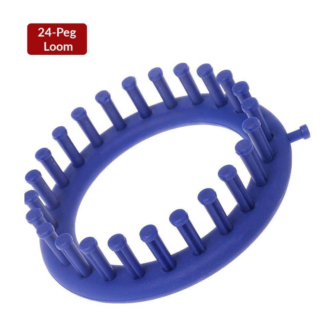 Round Knitting Loom 24-peg Small 5 Inch Includes Loom , Hook , Large Eye  Blunt Needle Loomahat 