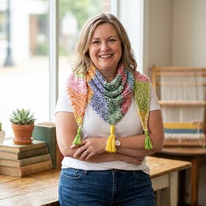 Loom Knit Pattern (with Video) Triangle Shawl Beginner EASY