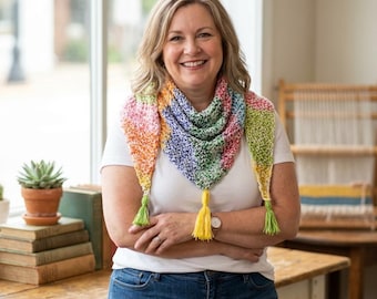 Loom Knit Pattern (with Video) Triangle Shawl Beginner EASY