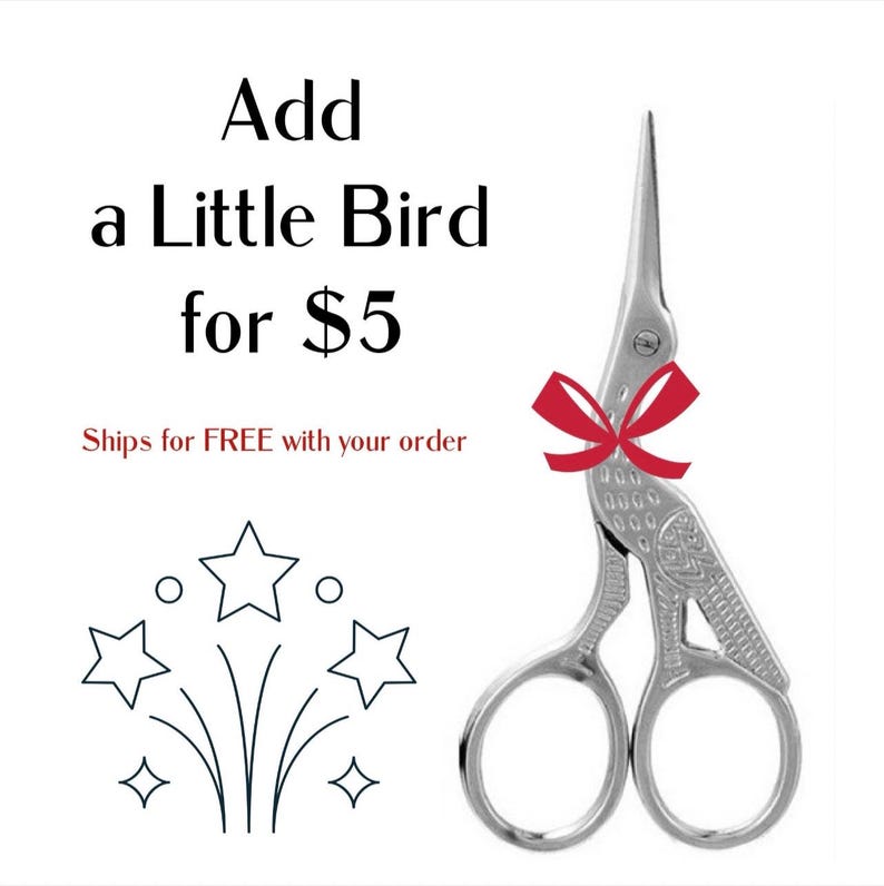May include: Silver bird-shaped scissors with a red bow. Add a little bird for $5. Ships for FREE with your order.