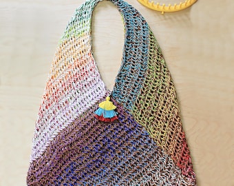 Loom Knit Market Bag PATTERN + Video Tutorial Origami Purse Tote