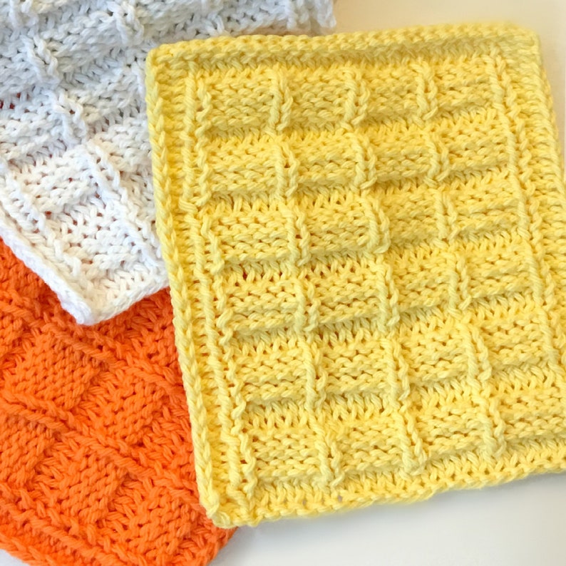 Modèles de tricot Lavette / Gant de toilette / Drap de bain / Serviette au point gaufré avec tutoriel vidéo par Loomahat image 3