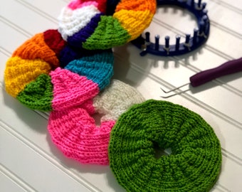 Loom Knitting Patterns Scrunchues Jumbo Hair Scrunchy | Accessories Gifts  | Loom knitting pattern by Loomahat