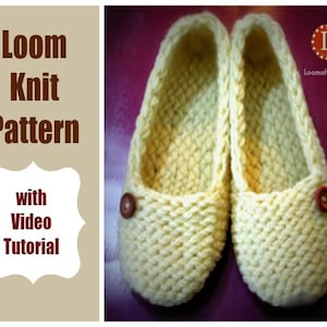 Loom Knitting Patterns Ladies Slippers with Video Tutorial by LoomaHat