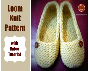 Loom Knitting Patterns Ladies Slippers with Video Tutorial by LoomaHat