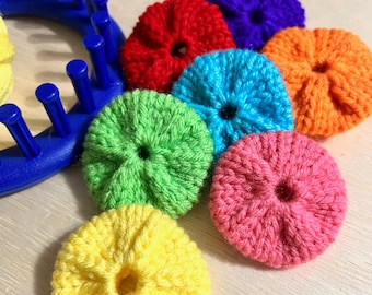 Loom Knit Pattern (Video Tutorial) Quilt Yo Yo Circles and Hexagon | Loomahat