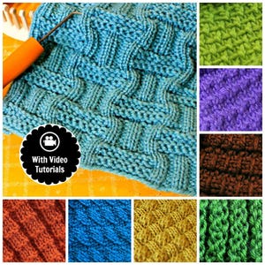 Top Ten 10 Loom Knit Stitch Patterns Volume 1:  Andalusian, Linen, Double Moss, Interrupted Rib, Diagonal, Bamboo, Celtic Knot with Videos
