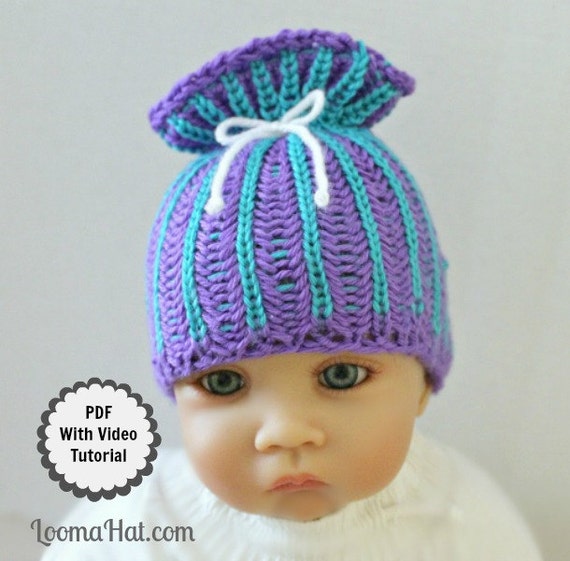 Loom Knit Baby Hat Pattern With Video Tutorial Brioche Stitch Paper Bag Sack Beanie Loom Knit Baby Hat Pattern With Video Tutorial Brioche Stitch Paper Bag Sack Beanie