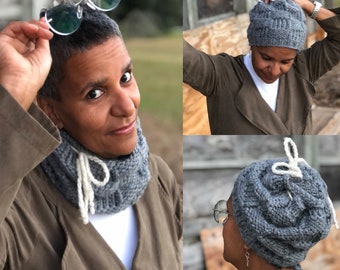 Knitting Looms PATTERNS Tara’s Convertible Hat Cowl On Long or Round Loom  Project with Step by Step Video Tutorial by LoomaHat