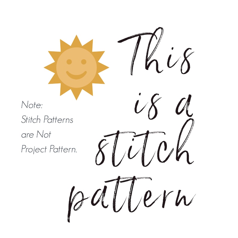 K&ouml;nnte beinhalten: Ein digitaler Download eines Stichmusters. Das Bild zeigt eine l&auml;chelnde Sonne und den Text "This is a stitch pattern".