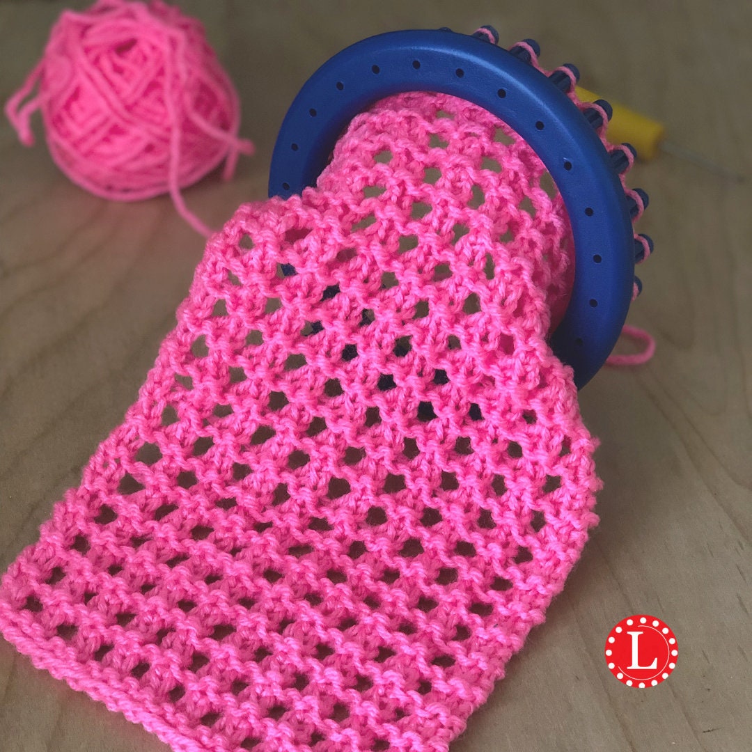 Loom Knitting PATTERNS : Open Honeycomb Lace Stitch Pattern Flat