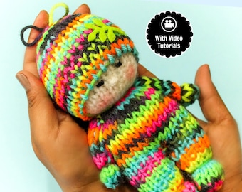 LoOM Knit (with Video Tutorial) PATTERNS Toys Doll Amigurumi Original Tiny Dolls Pattern in English / Español