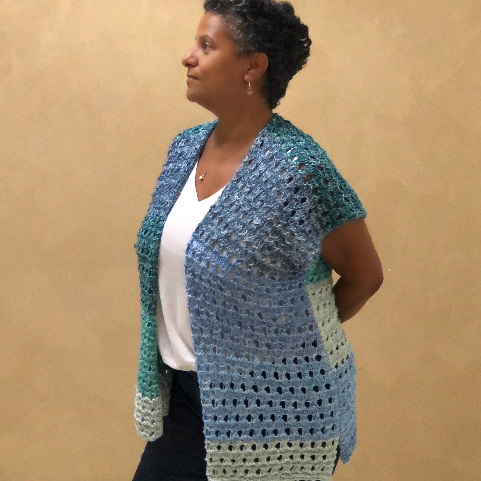 Loom Knitting Pattern Sweater Cardigan Vest W Lacy Stitch - Etsy