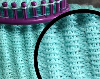 Loom Knitting STITCH PATTERN (with Video Tutorial) the Double Mock Ribbing Flat and in the Round