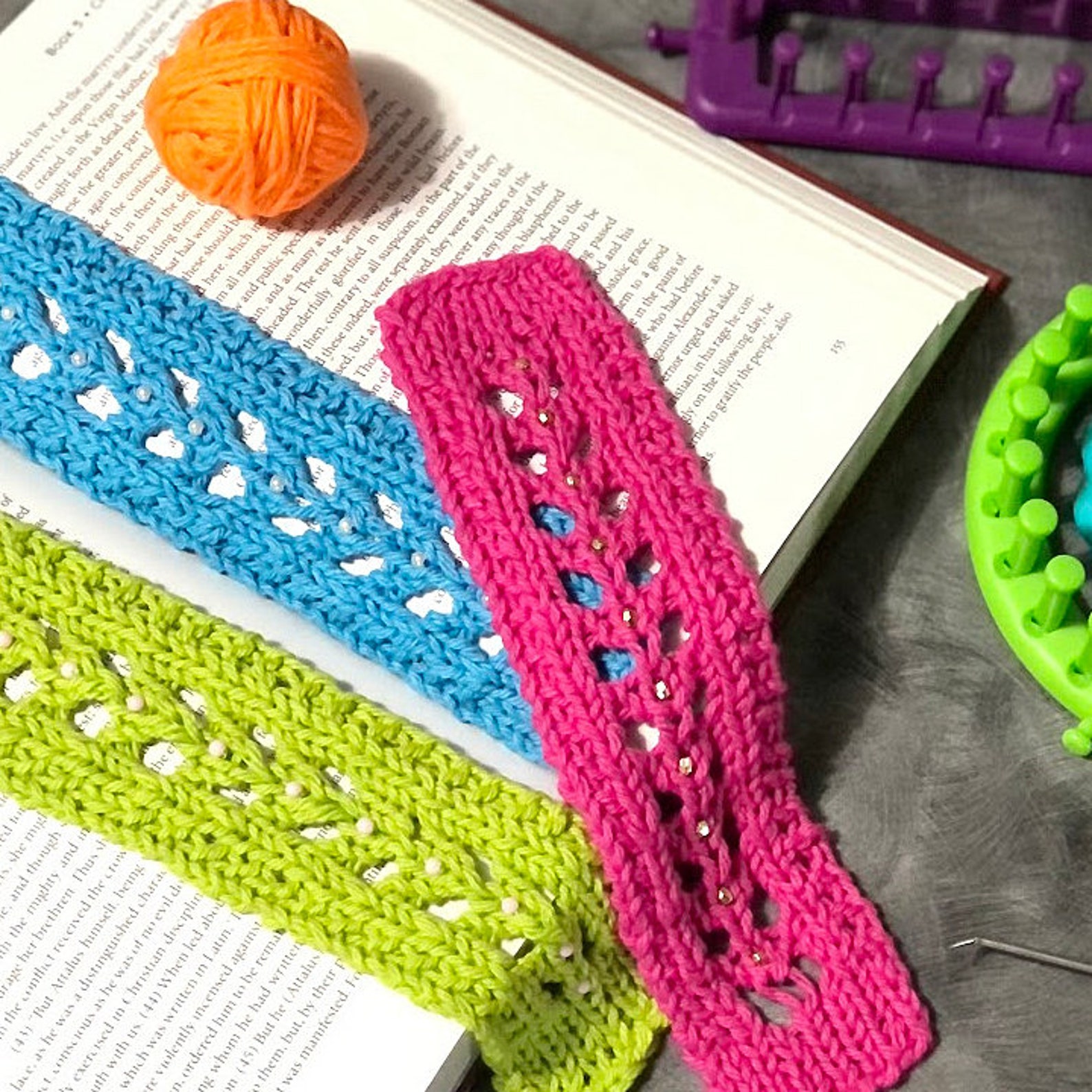 Loom Knitting PATTERNS Scrap Yarn Book Mark . an Easy Fun and Etsy