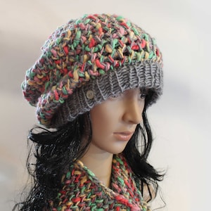 Loom Knitting PATTERNS Hat & Cowl Slouchy Beanie Tam with Step by Step Video Tutorial Loomahat image 1