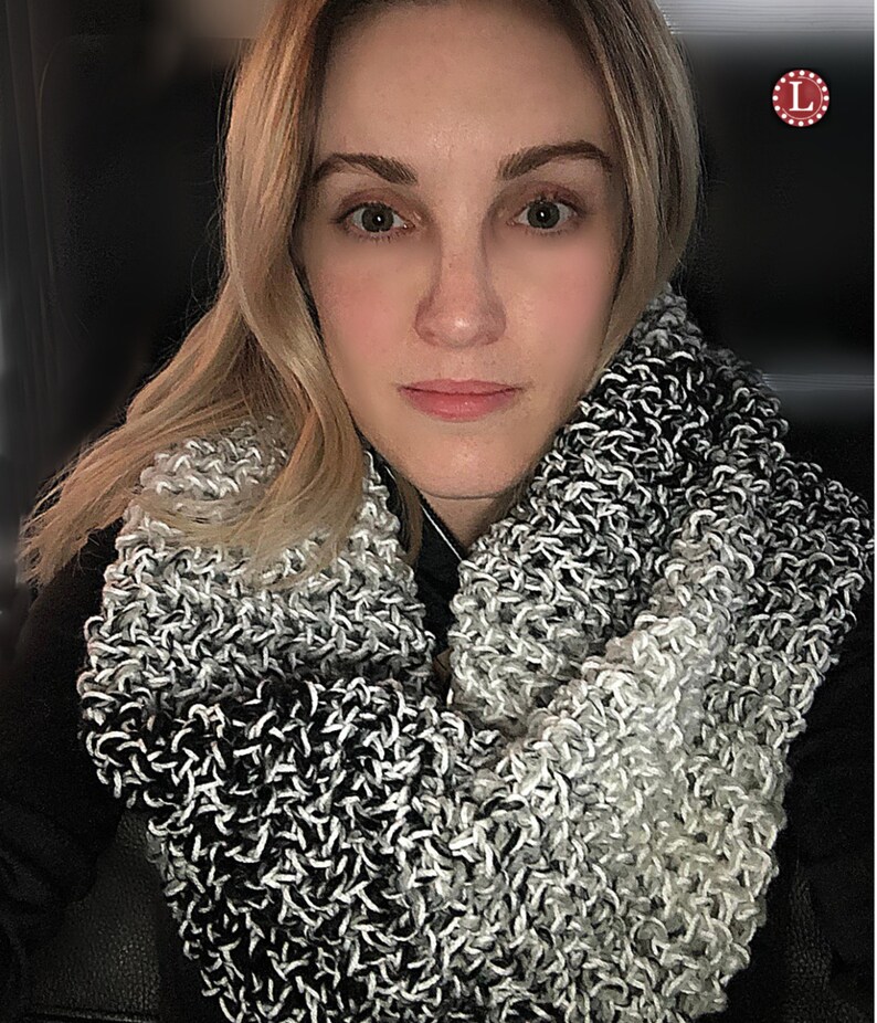 Loom Knit PATTERN Cowl Oversized Scarf (with Video Tutorial) Purl in 8 Stitch | Loomahat image 7