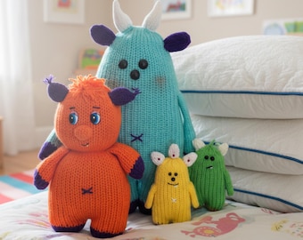 Knitting Loom Doll PATTERN (with Video Tutorial) Cuddly Monster Weighted Toys Doll Set of 3 in 2 Sizes  | Loomahat