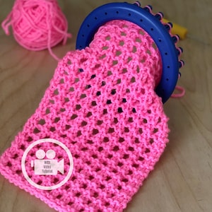 Loom Knitting (with Video Tutorial) PATTERN : Open Honeycomb Lace Stitch Pattern Flat and in the Round