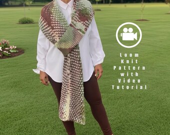 Loom Knitting Shawl PATTERN ( Video Tutorial ): Diamond Lace Stitch Loop  Spring Lace Scar