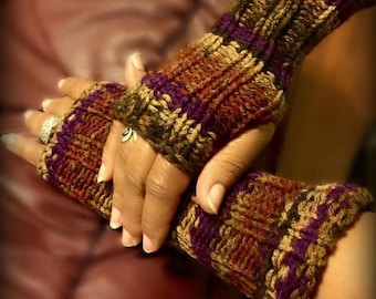 Loom Knitting PATTERN Fingerless Gloves with Video Tutorial for Men or Women Beginner Easy by Loomahat Outlander