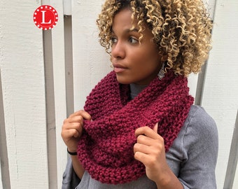 Loom Knit PATTERN Cowl Oversized Scarf (with Video Tutorial) Purl in 8 Stitch | Loomahat