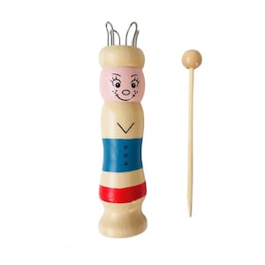 Wood Doll Spool Loom French Knitter I-Cord Rope Knitting Weaving Knitting Tool Red and Blue Loomahat - Pmill