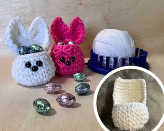 Loom Knitting Pattern Easter Bunny Bags | Pattern with  Video Tutorial by Loomahat
