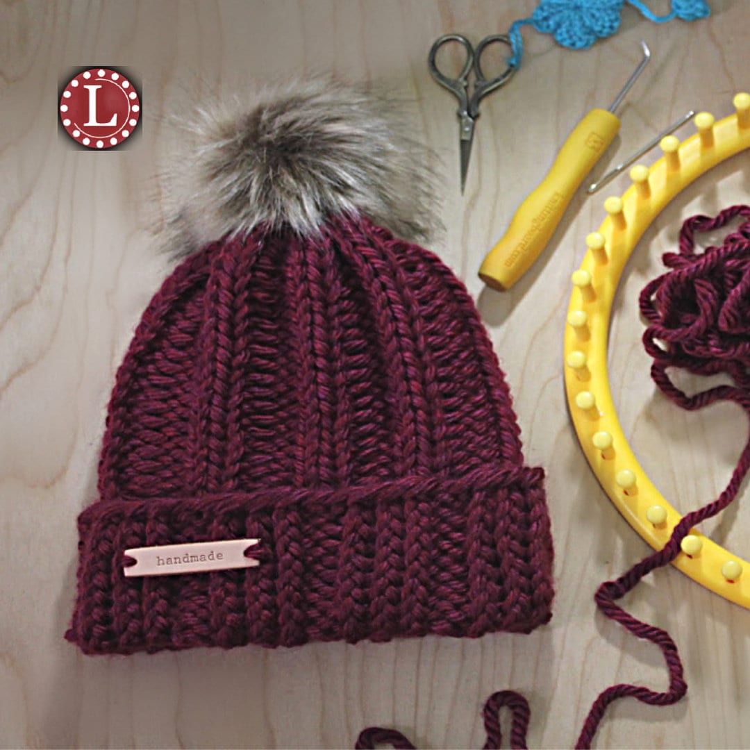 Loom Knitting Patterns Easy Rib Stitch Chunky Hat Beanie Slouchy for Extra Large Round Looms | Great for Men and Women | Video by Loomahat