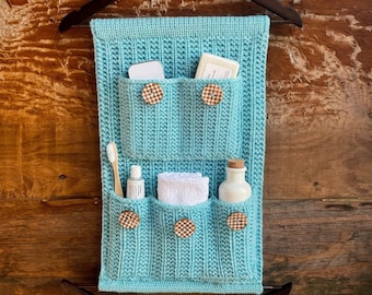 Loom Knitting (with Video Tutorial) PATTERNS: Hanging Wall Organizer with Pockets