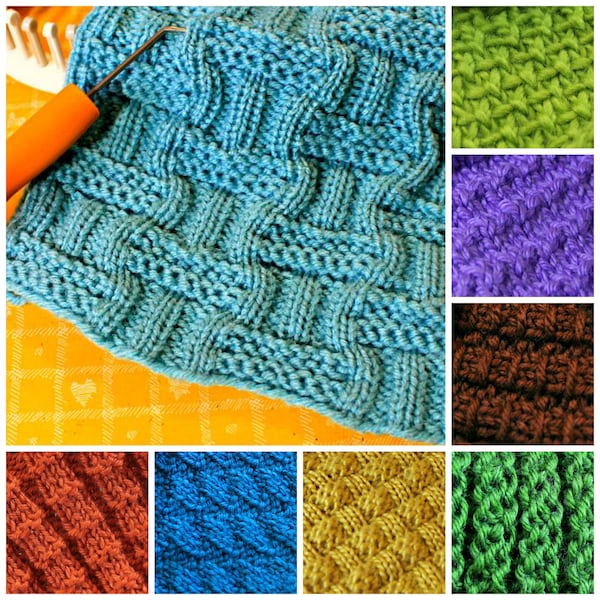 Top Ten 10 Loom Knit Stitch Patterns Volume 1:  Andalusian, Linen, Double Moss, Interrupted Rib, Diagonal, Bamboo, Celtic Knot with Videos