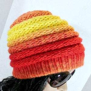 Loom Knitting Hat Pattern Ombre Beanie On Extra Large Round Loom for Men or Women With Step by Step Video Tutorial by Loomahat