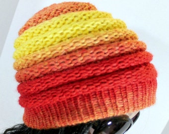 Loom Knitting Hat Pattern Ombre Beanie On Extra Large Round Loom for Men or Women With Step by Step Video Tutorial by Loomahat