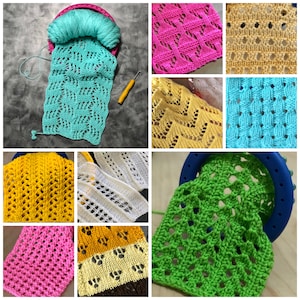 Top Ten 10 Loom Knit Lace Stitch Patterns Vol 2:  Acorn, Chevron, Open Honeycomb , Paw, Ridged Ribbon, Tilted Blocks, Wheat, Zig Zag Eyelet