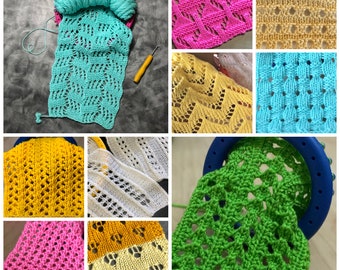 Top Ten 10 Loom Knit Lace Stitch Patterns Vol 2:  Acorn, Chevron, Open Honeycomb , Paw, Ridged Ribbon, Tilted Blocks, Wheat, Zig Zag Eyelet