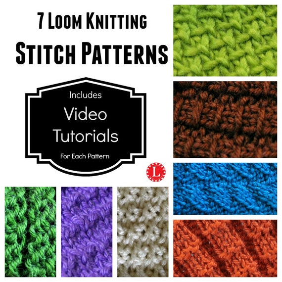Loom Knitting Stitches 7 Patterns Andalusian Linen Double Moss Interrupted Rib Diagonal Bamboo Celtic Knot With Video Tutorials
