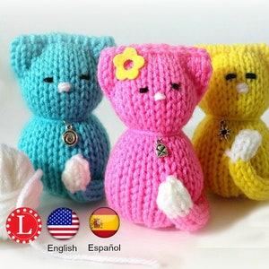 Loom Knitting PATTERN with Video Tiny Kitty Cat Pet Amigurumi Toy | Round / Circular 24 Peg Loom | by Loomahat