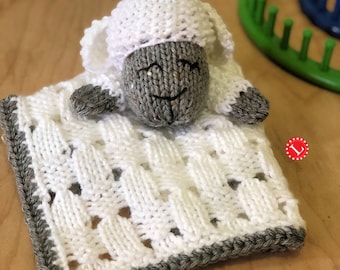 Loom Knitting PATTERN Lovey Blanket Sheep Lamb Toys Doll Amigurumi Tiny Dolls Pattern with Video Tutorial  |  Loomahat