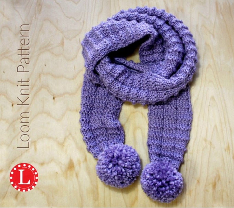 Loom Knitting PATTERNS Pom Pom Scarf With Step by Step Video Etsy