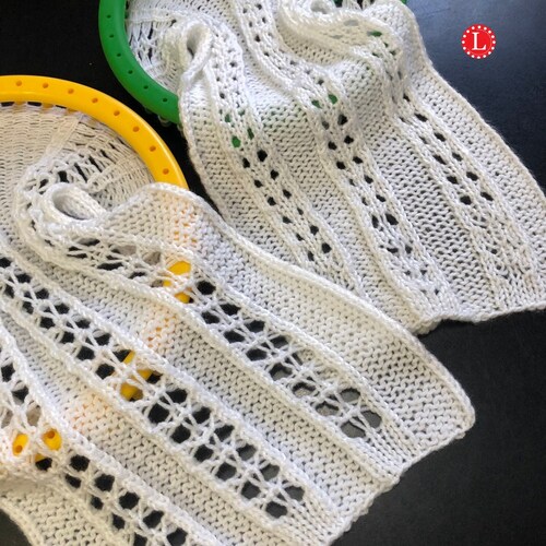 Loom Knit Stitch PATTERNS : The Wheat Lace Stitch aka Double Eyelet Stitches Pattern Flat and in the Round with Video Tutorial  | LoomaHat
