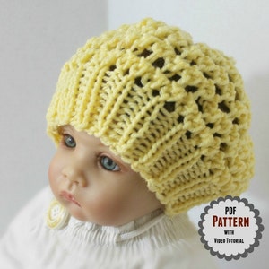 Loom Knit Baby Hat PATTERN with Video Tutorial Three Step Stitch Beanie by Loomahat