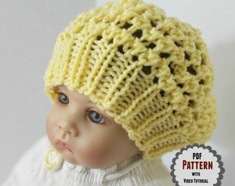 Loom Knit Baby Hat PATTERN with Video Tutorial Three Step Stitch Beanie by Loomahat