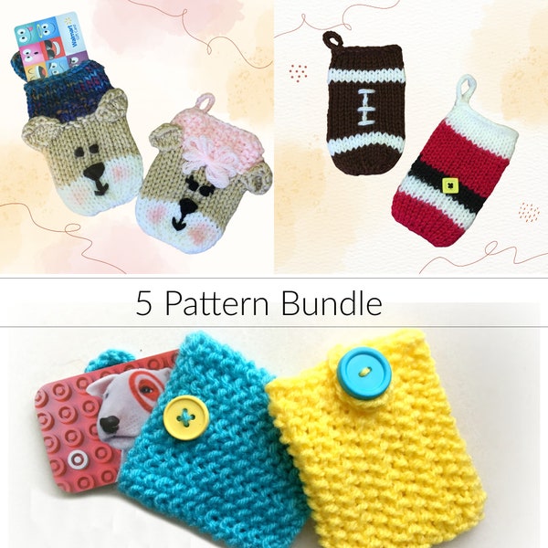 5 Loom Knitting PATTERNS Gift Card Holders | Teddy Bears / Football / Christmas Santa Clause | 24-peg loom | with Video Tutorial | Loomahat