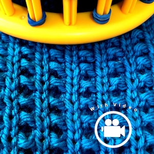 Loom Knitting PATTERNS : The Basket Rib Stitch aka Speckled Slip Stitch with Video Tutorial  | LoomaHat