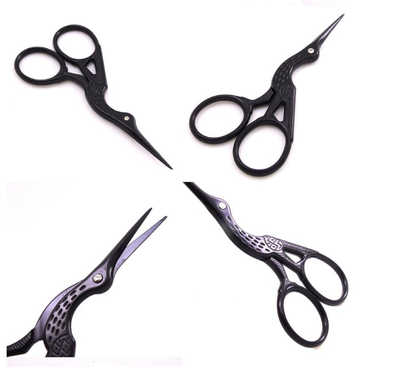 Vintage Style Scissors Stork Crane Embroidery Cross Stitch Etsy