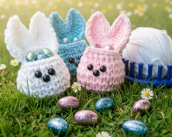 Loom Knit Easter Bunny Bags | Pattern with Full Video Tutorial by Loomahat