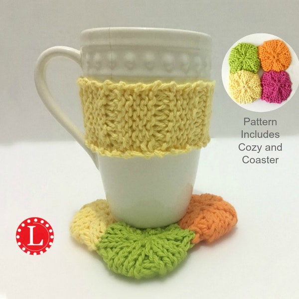 Loom Knitting Cup Cozy and Coaster Pattern EASY - Includes Video Tutorial  - Mug Cozy by Loomahat